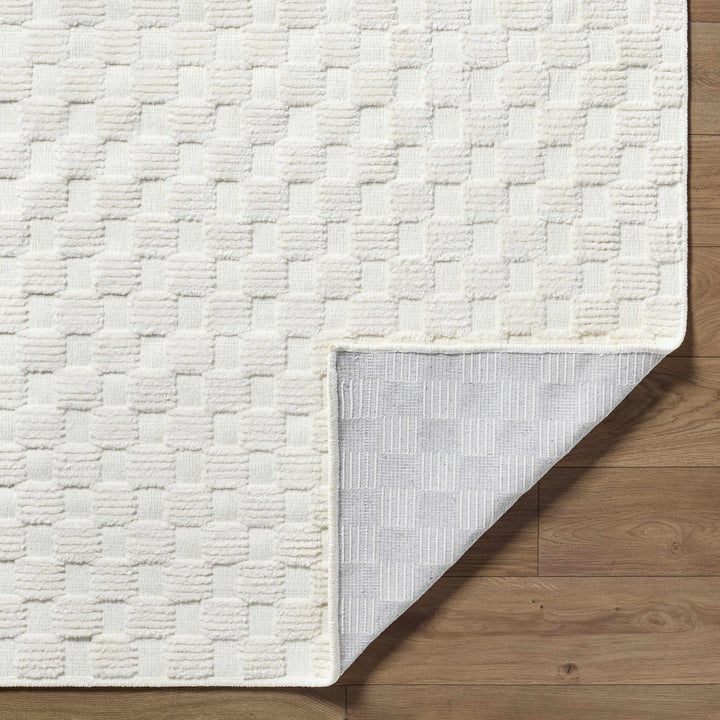 Anthea White Geometric Design Washable Rug