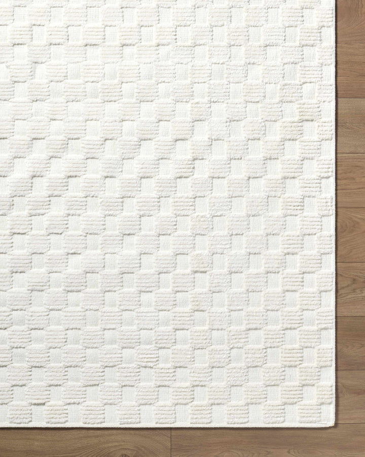 Anthea White Geometric Design Washable Rug