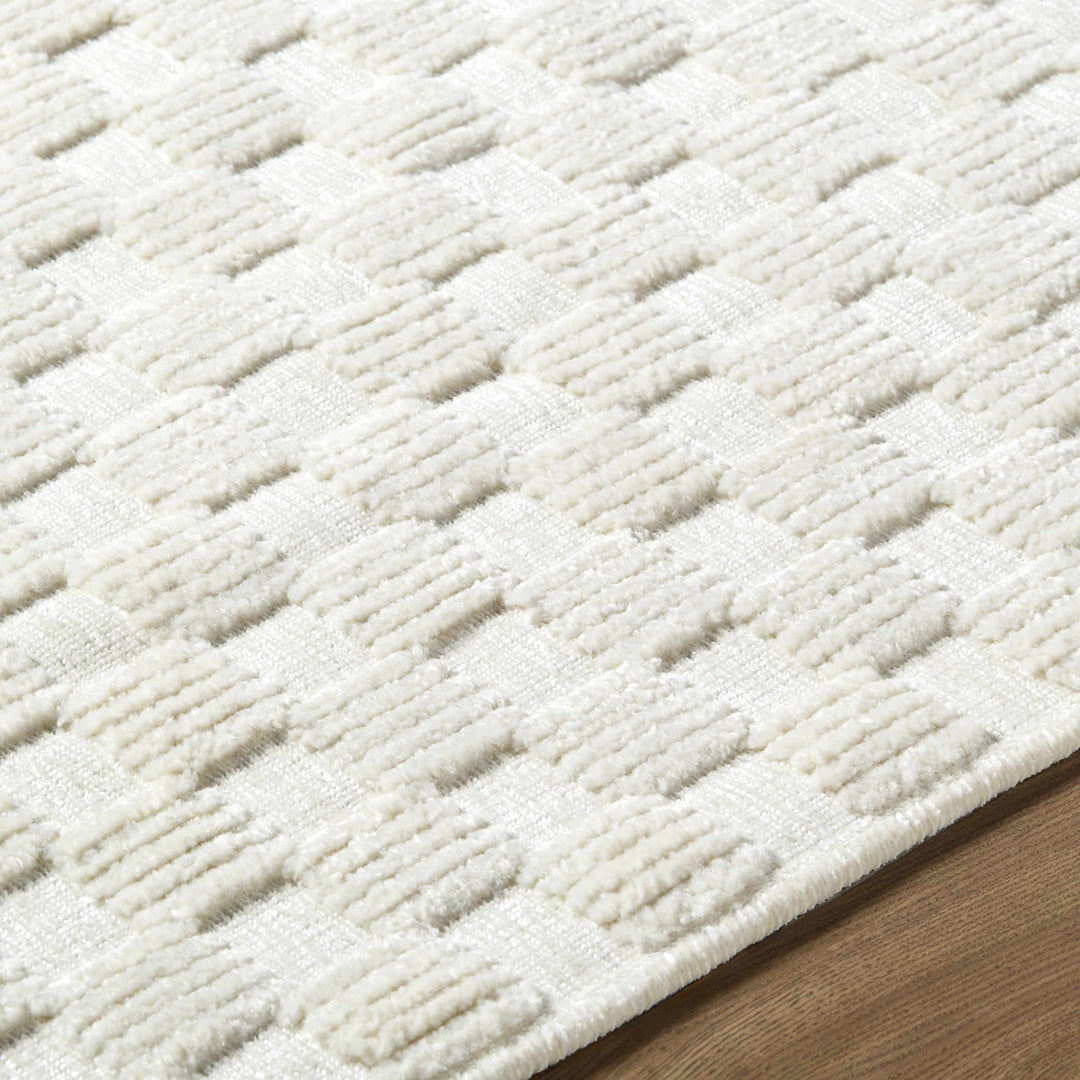 Anthea White Geometric Design Washable Rug