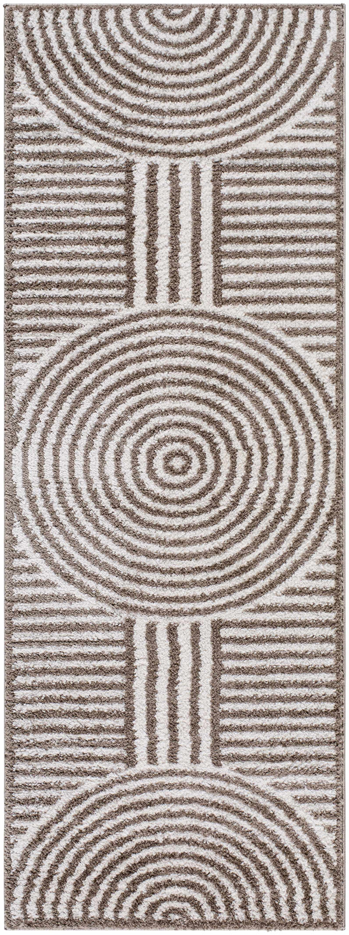 Allard Brown And Beige Contemporary Design Washable Rug