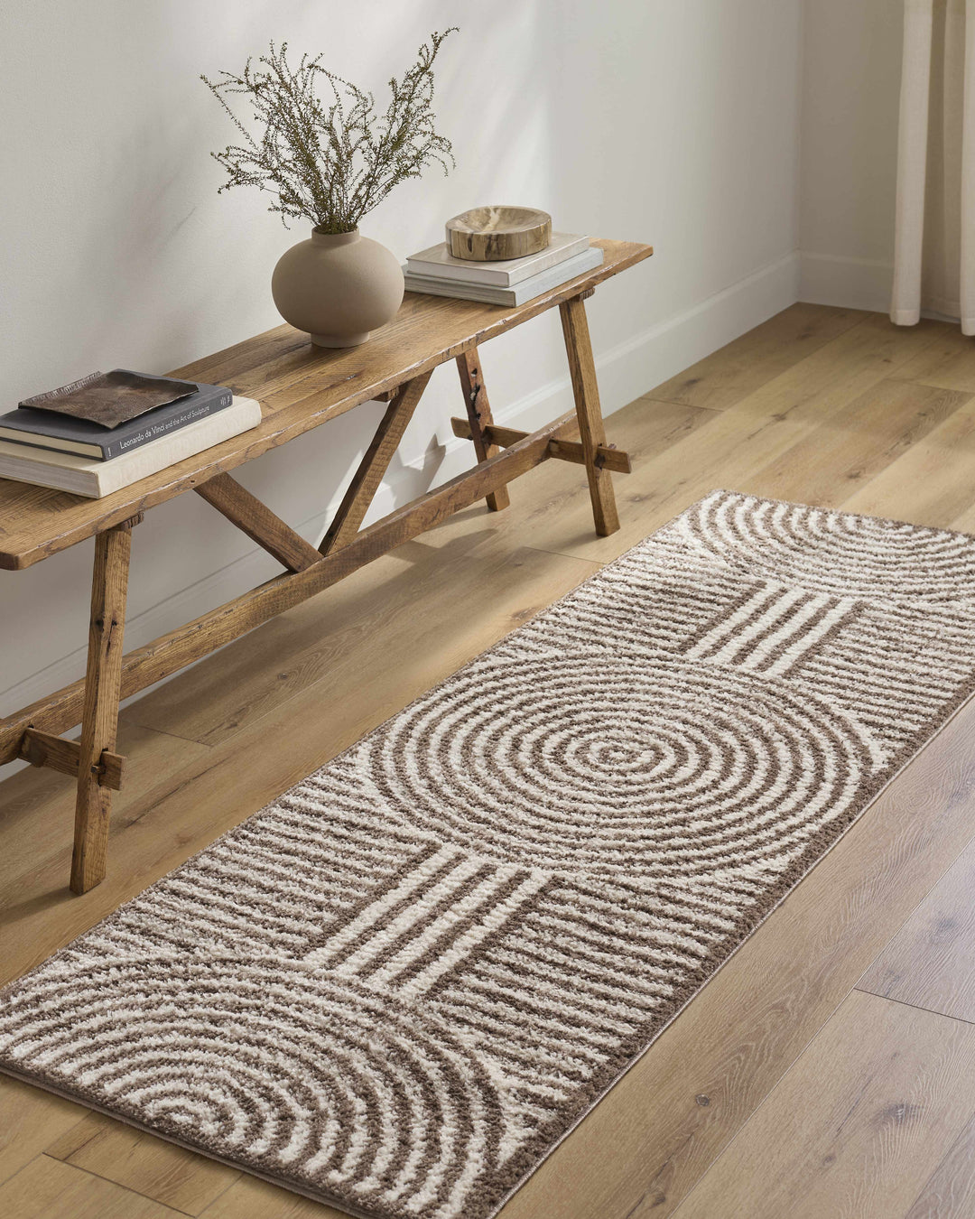 Allard Brown And Beige Contemporary Design Washable Rug