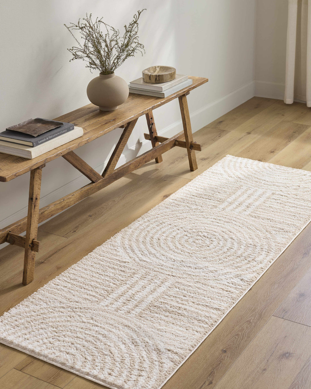 Allard Contemporary Geometrical Beige And Ivory Rug