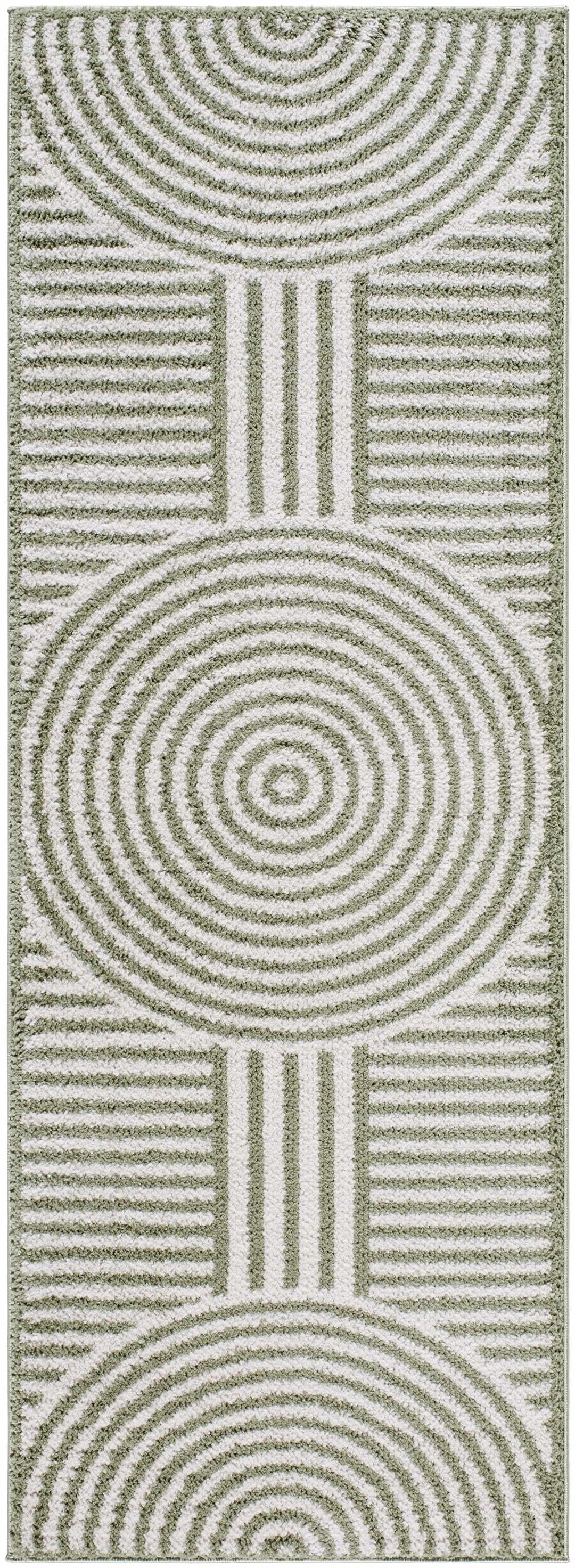 Allard Olive And Beige Contemporary Design Washable Rug
