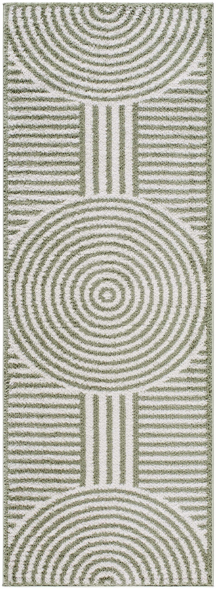 Allard Olive And Beige Contemporary Design Washable Rug