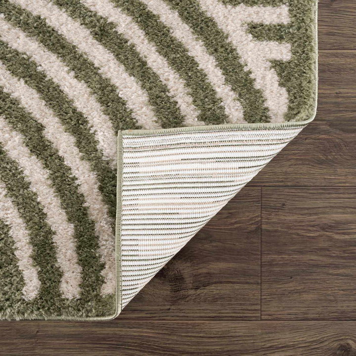 Allard Olive And Beige Contemporary Design Washable Rug