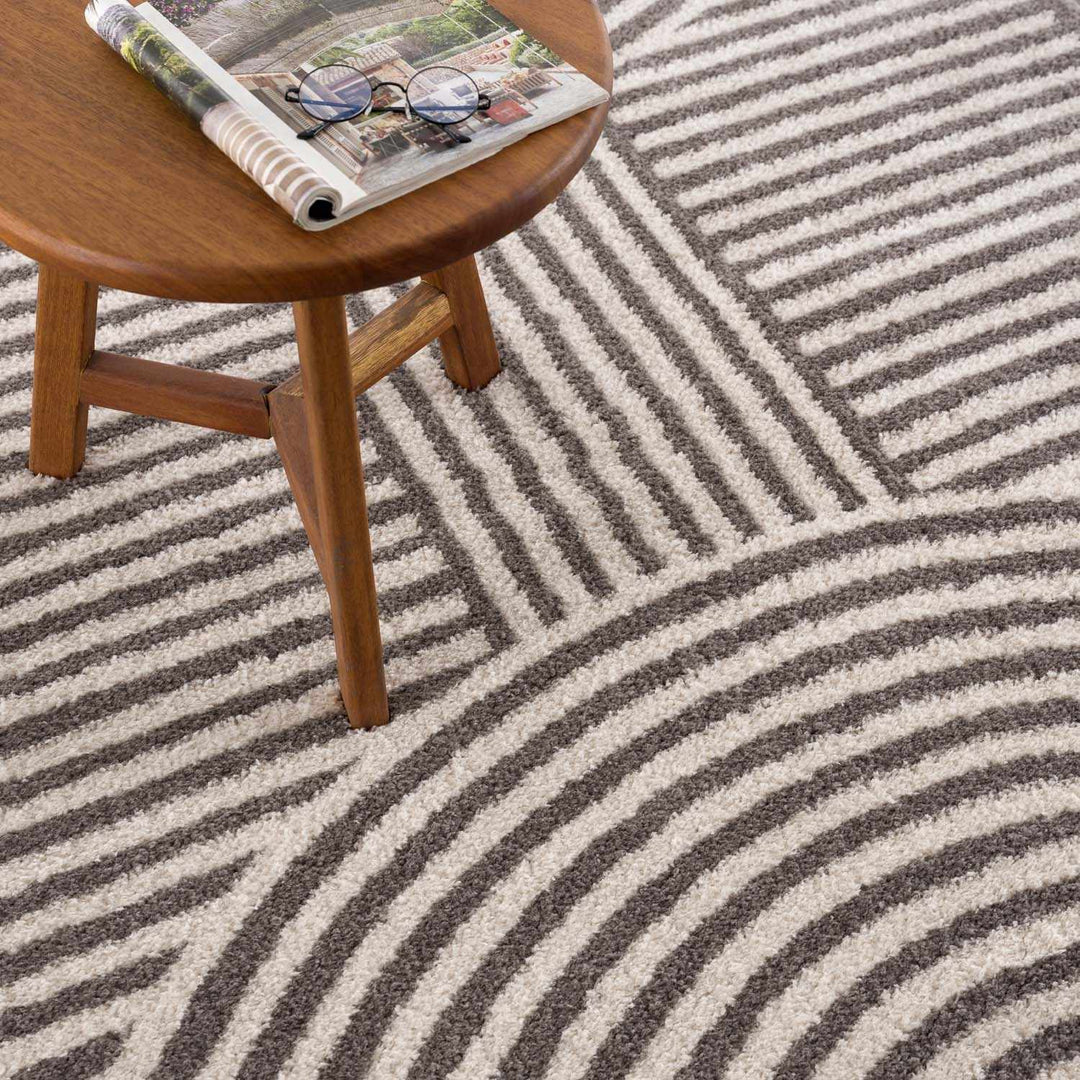 Allard Contemporary Style Beige And Brown Washable Area Rug