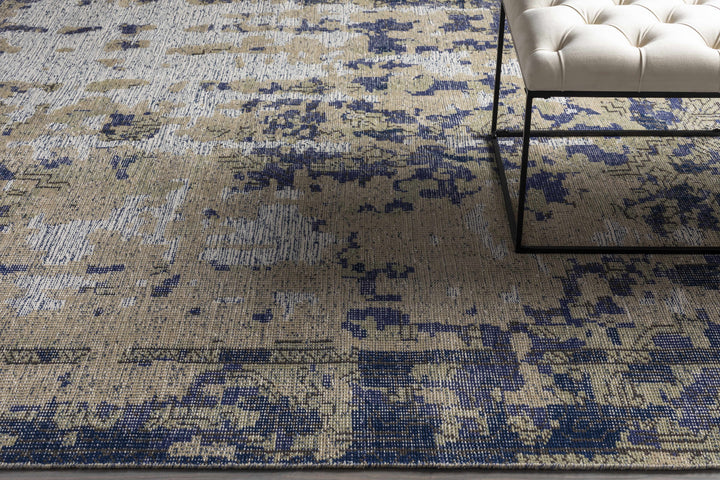 Holmes Modern Style Blue And Ivory Hand Knotted Wool Area Rug