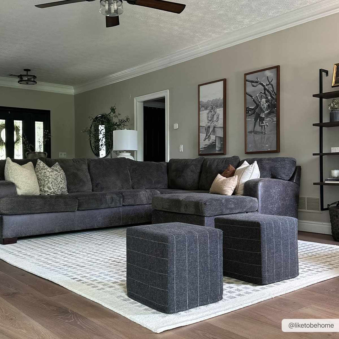 Harib Modern Style Beige And Gray Hand Tufted Wool Area Rug