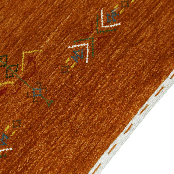 Orange Center Pattern Hand Loomed Wool Area Rug