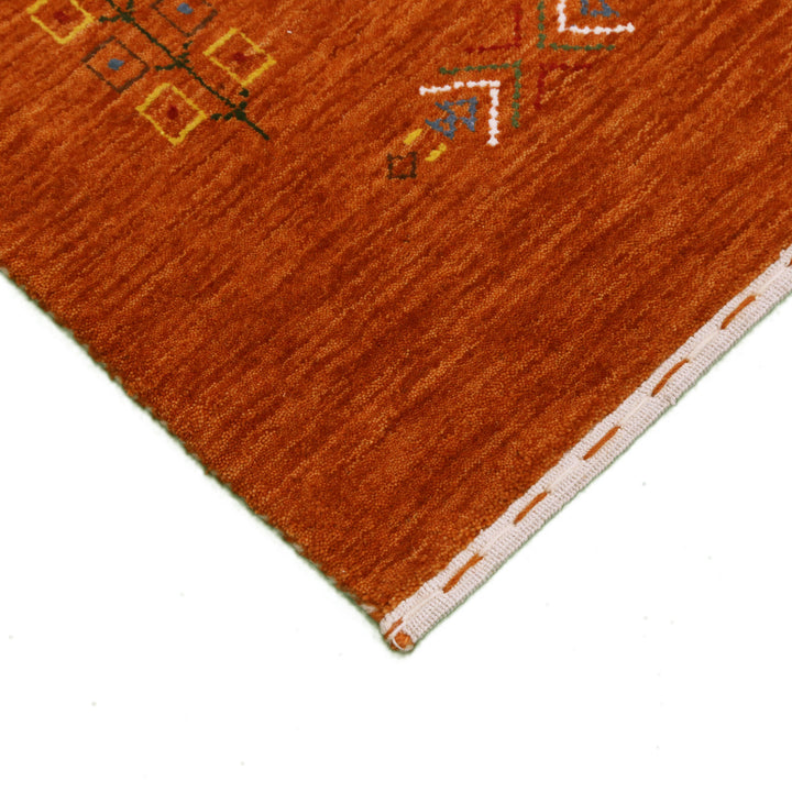 Orange Center Pattern Hand Loomed Wool Area Rug