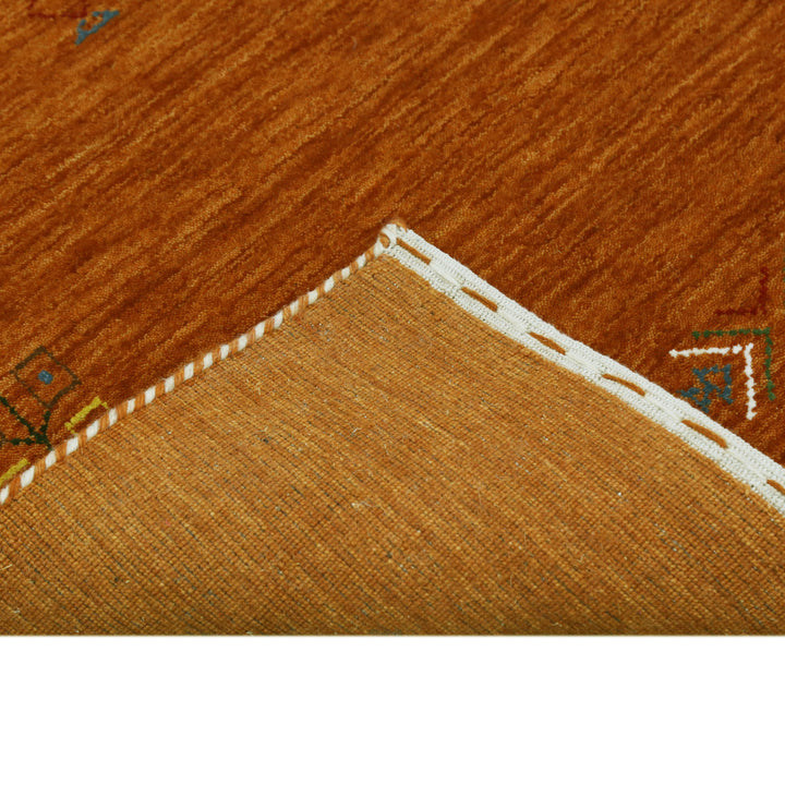 Orange Center Pattern Hand Loomed Wool Area Rug