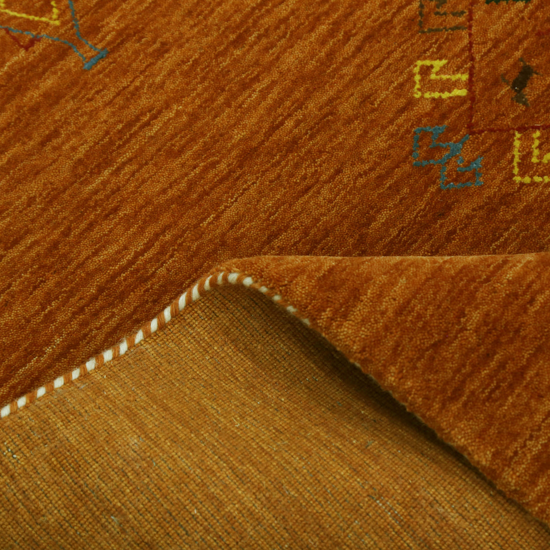 Orange Center Pattern Hand Loomed Wool Area Rug