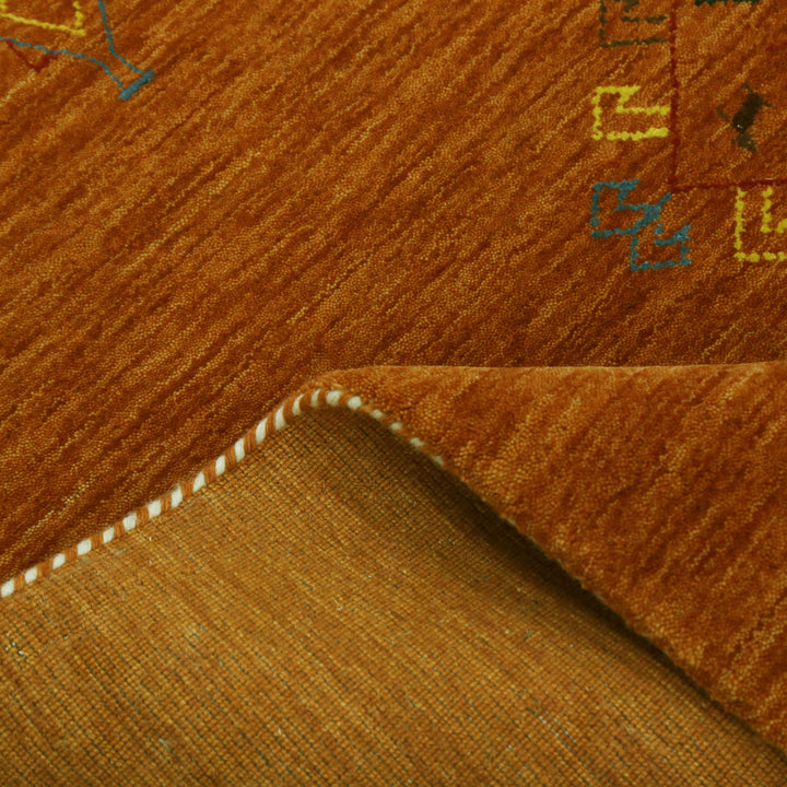 Orange Center Pattern Hand Loomed Wool Area Rug