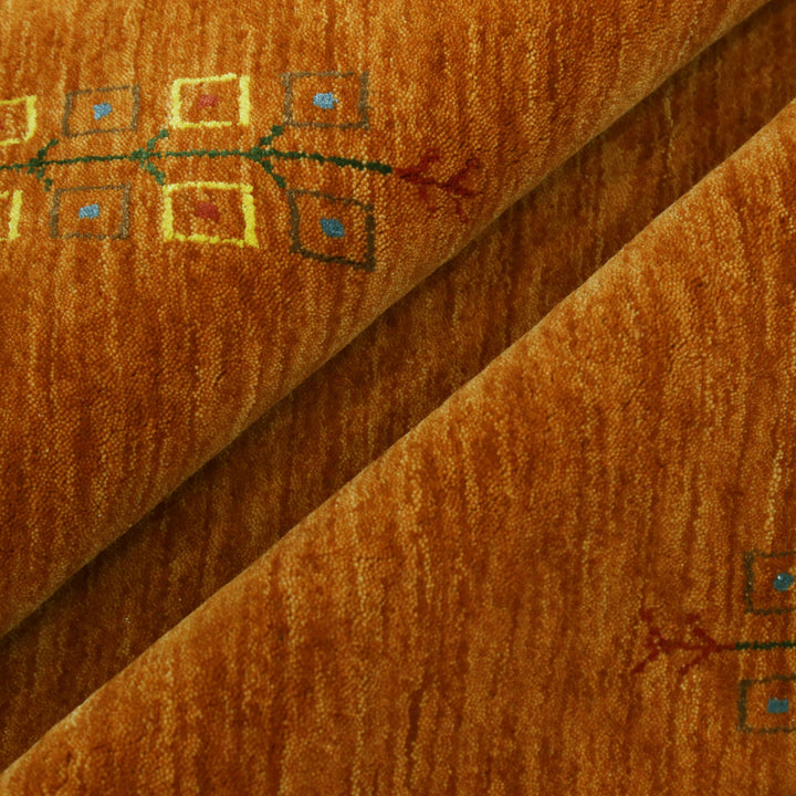 Orange Center Pattern Hand Loomed Wool Area Rug