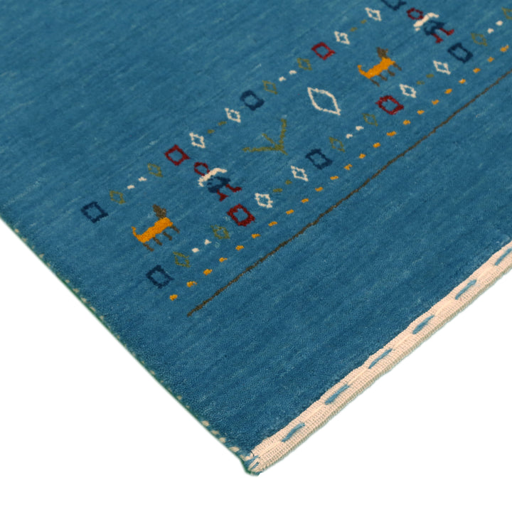 Blue Contemporary Design Hand Loomed Wool Area Rug