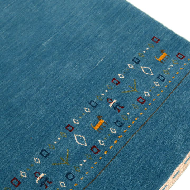 Blue Contemporary Design Hand Loomed Wool Area Rug