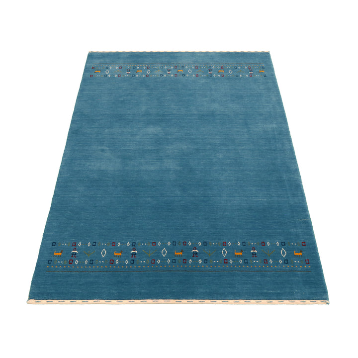 Blue Contemporary Design Hand Loomed Wool Area Rug