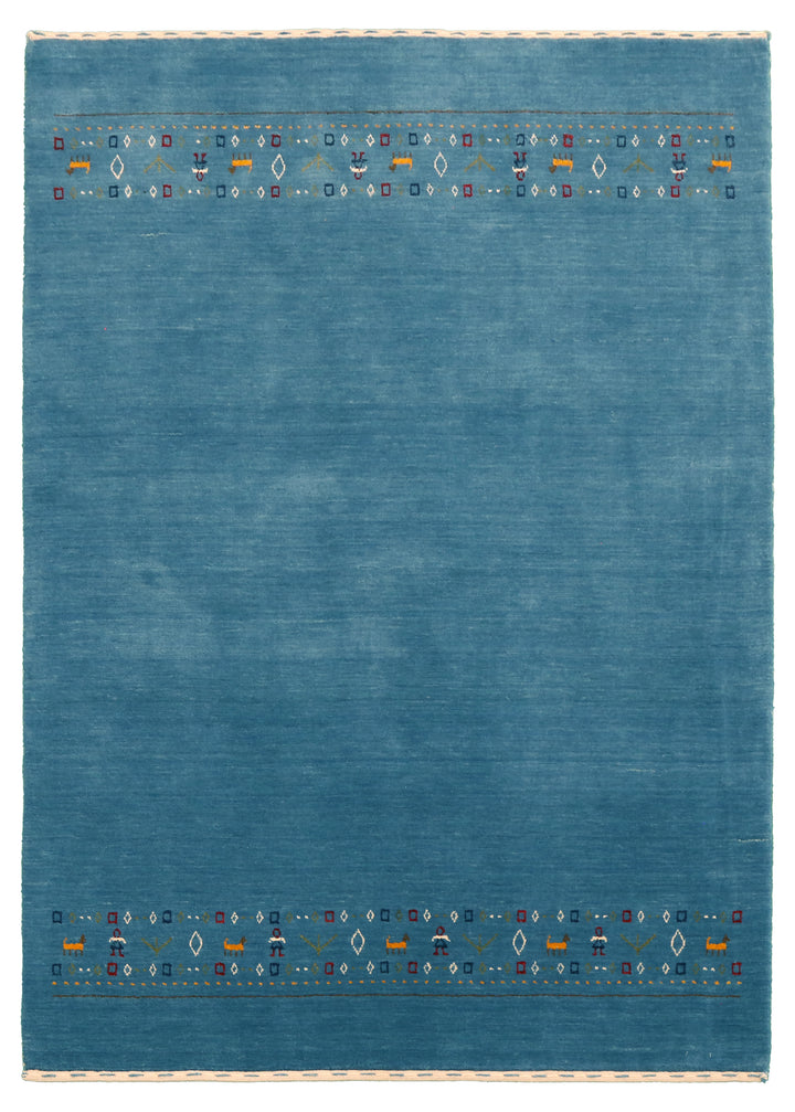 Blue Contemporary Design Hand Loomed Wool Area Rug