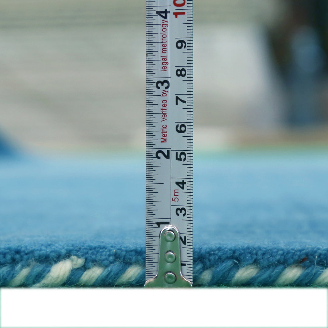 Blue Contemporary Design Hand Loomed Wool Area Rug