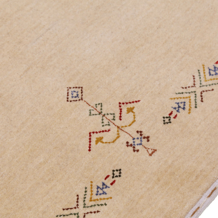 Ivory Border Patterns Hand Loomed Wool Area Rug