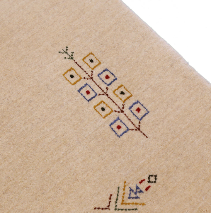 Ivory Border Patterns Hand Loomed Wool Area Rug