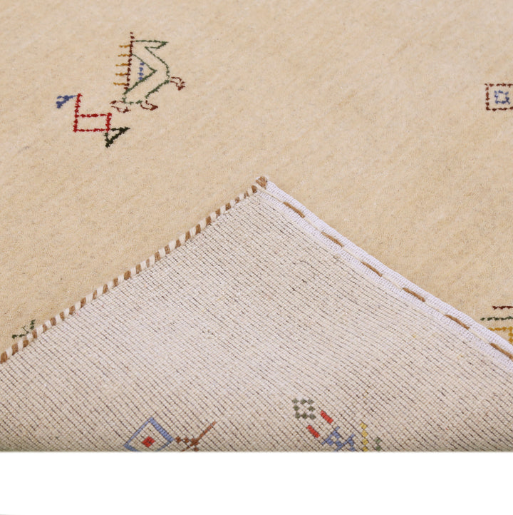 Ivory Border Patterns Hand Loomed Wool Area Rug