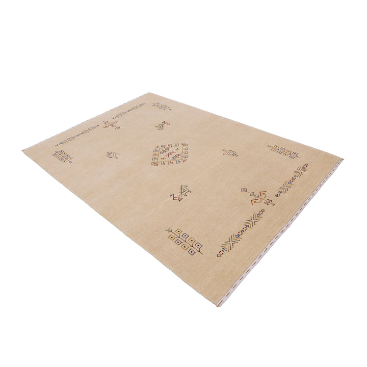 Ivory Border Patterns Hand Loomed Wool Area Rug