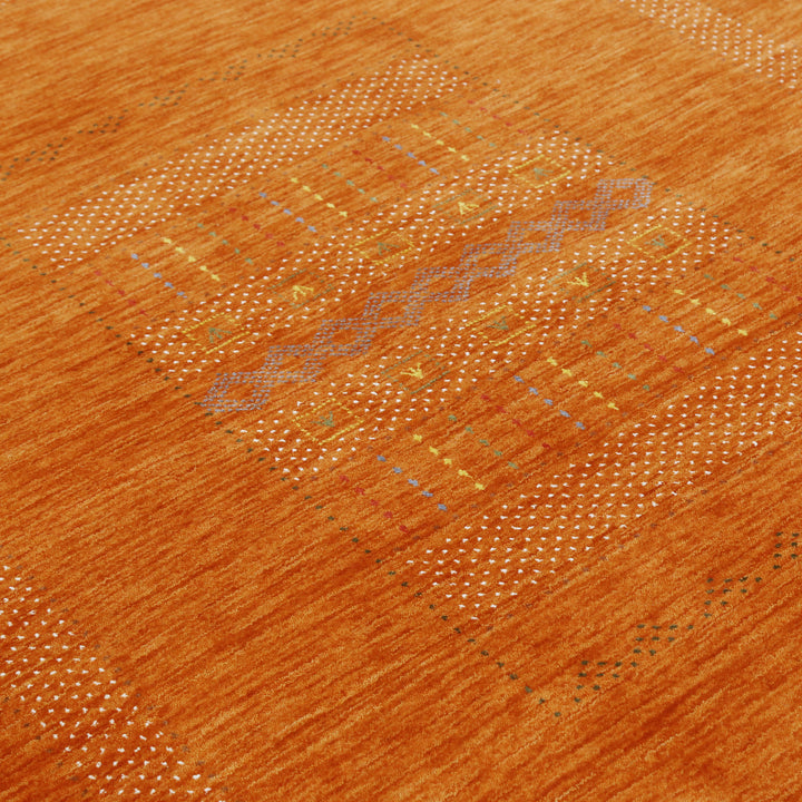 Orange And White Modern Design Hand Loomed Wool Area Rug