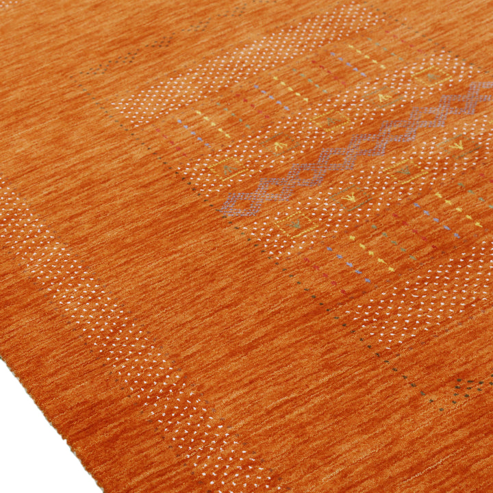 Orange And White Modern Design Hand Loomed Wool Area Rug