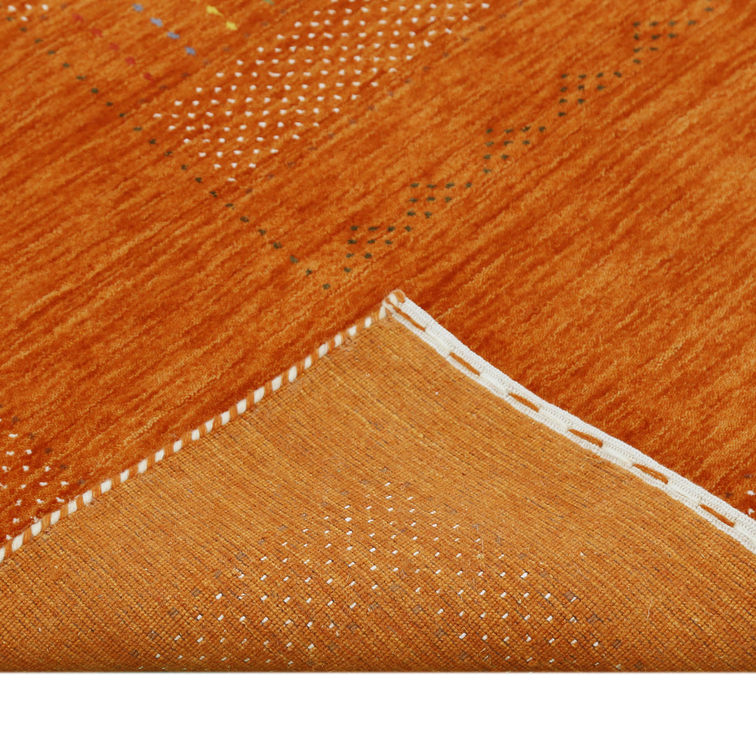 Orange And White Modern Design Hand Loomed Wool Area Rug