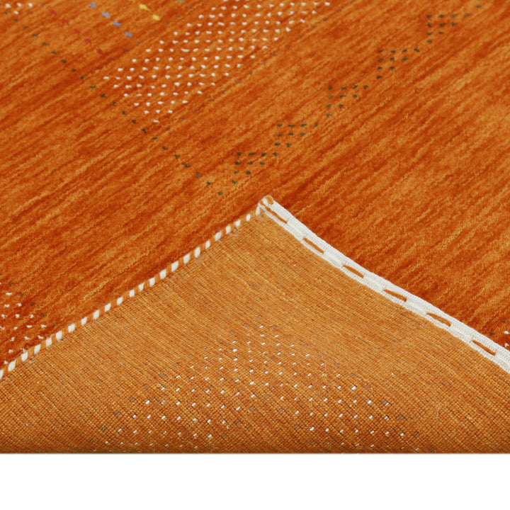 Orange And White Modern Design Hand Loomed Wool Area Rug
