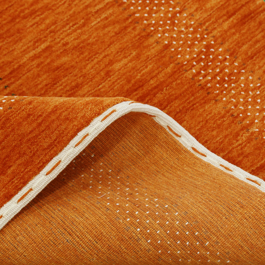 Orange And White Modern Design Hand Loomed Wool Area Rug