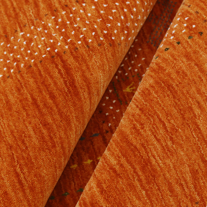 Orange And White Modern Design Hand Loomed Wool Area Rug