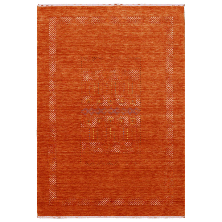 Orange And White Modern Design Hand Loomed Wool Area Rug