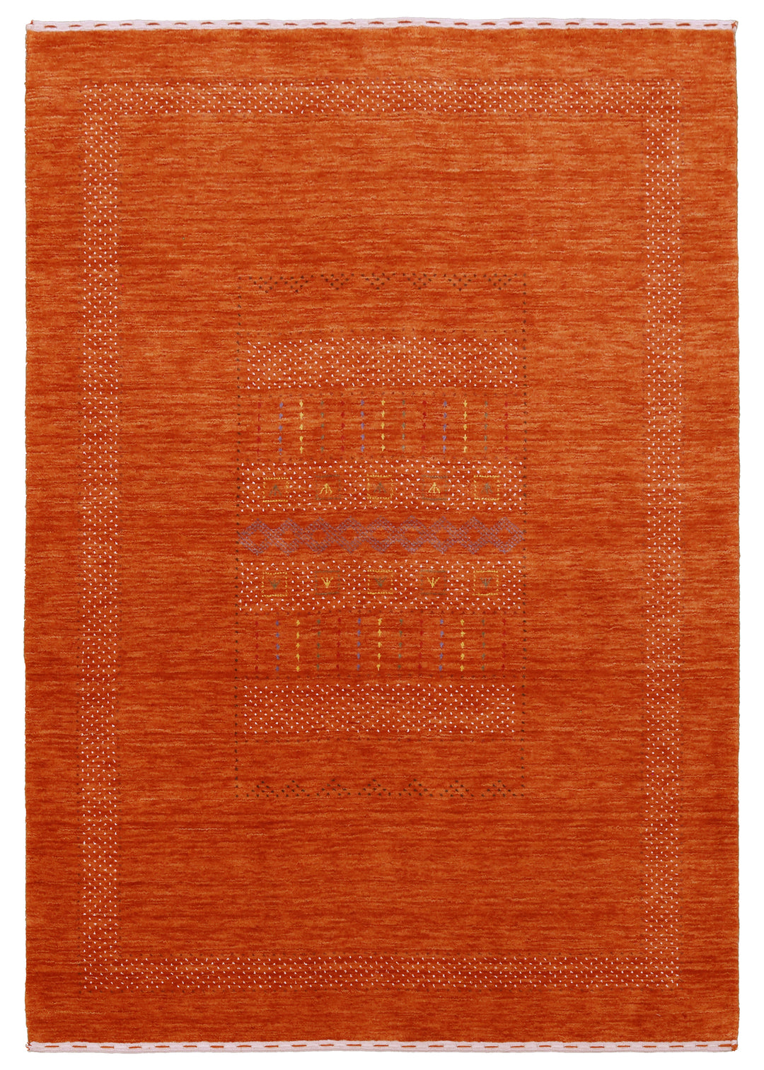 Orange And White Modern Design Hand Loomed Wool Area Rug