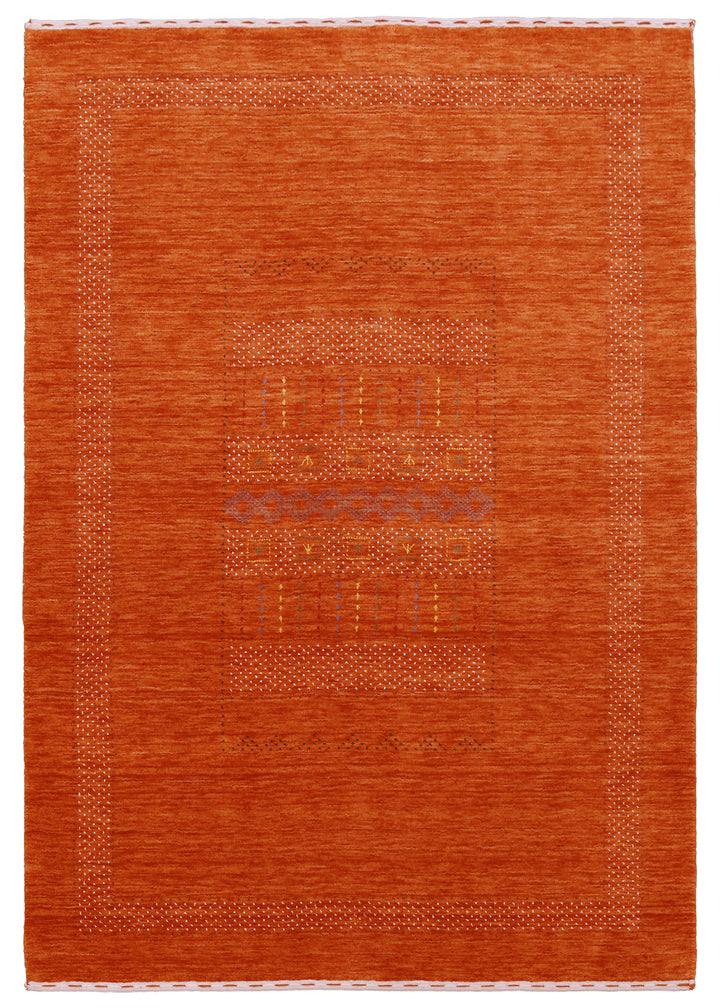 Orange And White Modern Design Hand Loomed Wool Area Rug