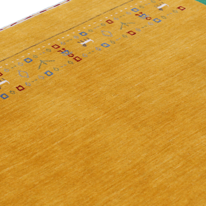 Gold And Blue Modern Design Hand Loomed Wool Area Rug