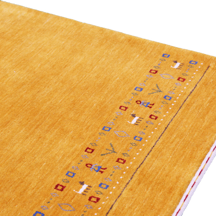 Gold And Blue Modern Design Hand Loomed Wool Area Rug