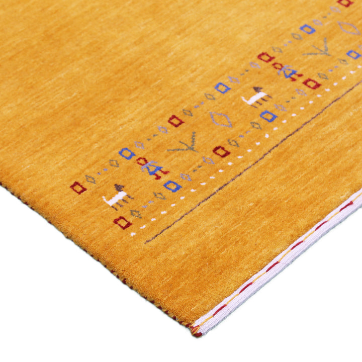 Gold And Blue Modern Design Hand Loomed Wool Area Rug