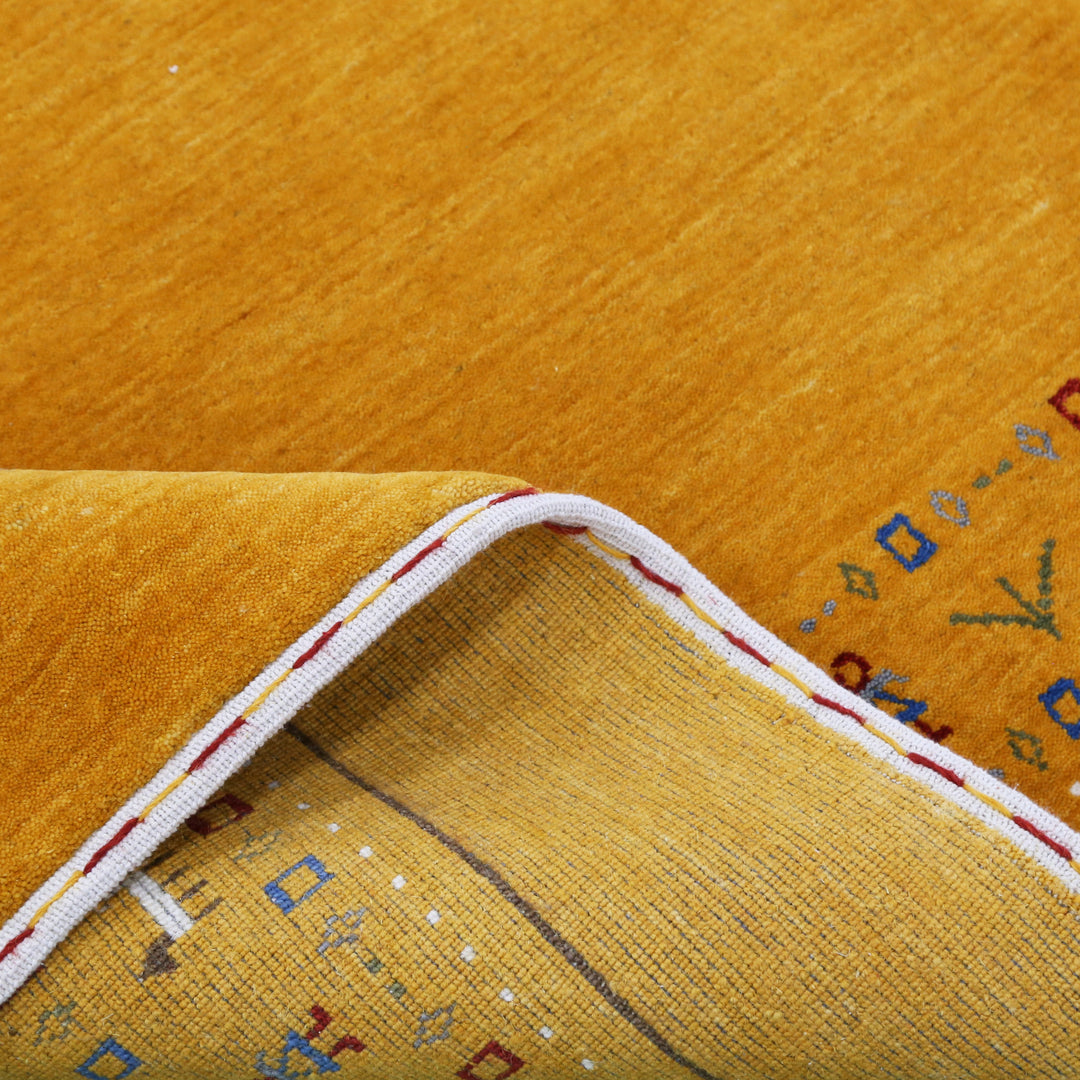 Gold And Blue Modern Design Hand Loomed Wool Area Rug