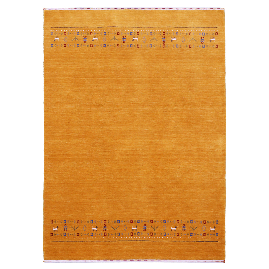 Gold And Blue Modern Design Hand Loomed Wool Area Rug