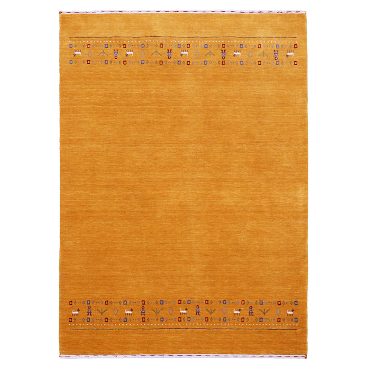 Gold And Blue Modern Design Hand Loomed Wool Area Rug