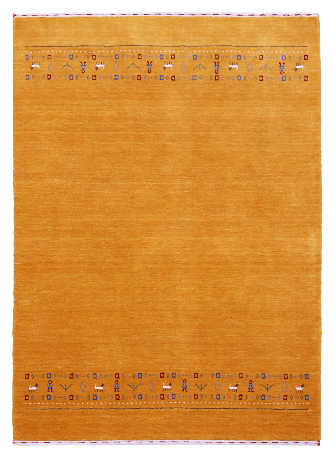 Gold And Blue Modern Design Hand Loomed Wool Area Rug