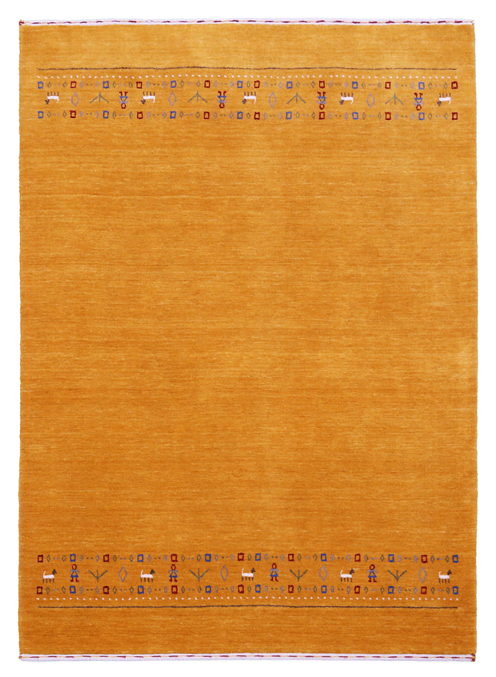 Gold And Blue Modern Design Hand Loomed Wool Area Rug
