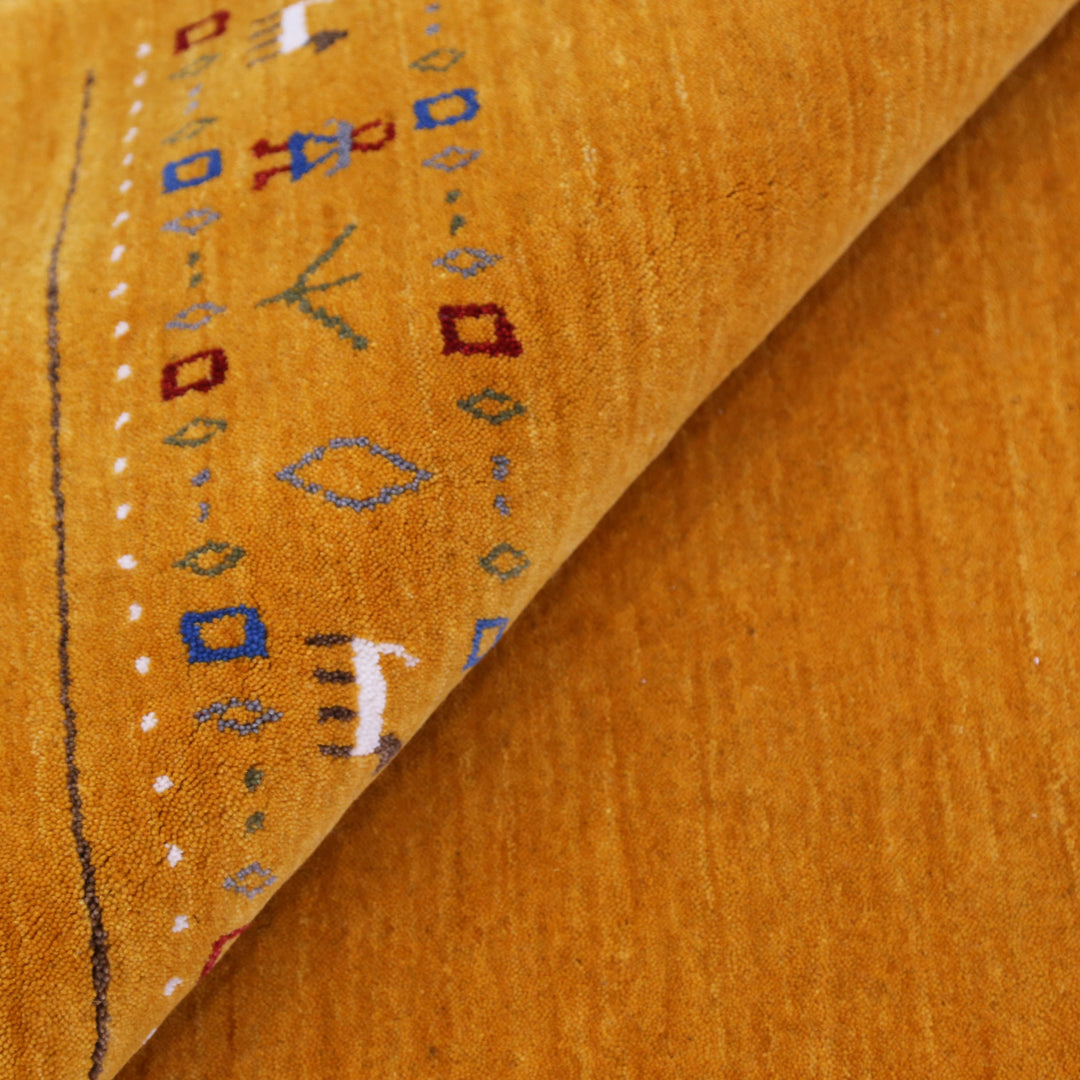 Gold And Blue Modern Design Hand Loomed Wool Area Rug