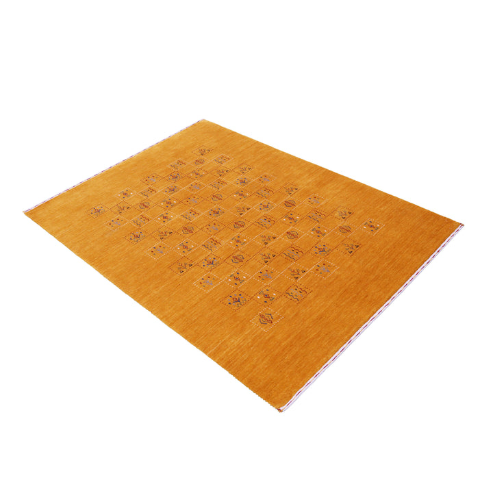Gold Center Pattern Hand Loomed Wool Area Rug