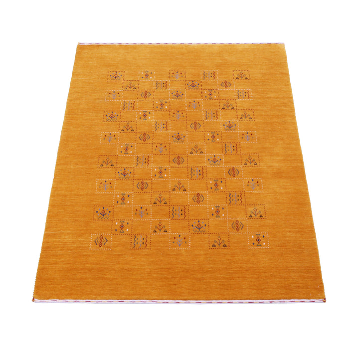 Gold Center Pattern Hand Loomed Wool Area Rug