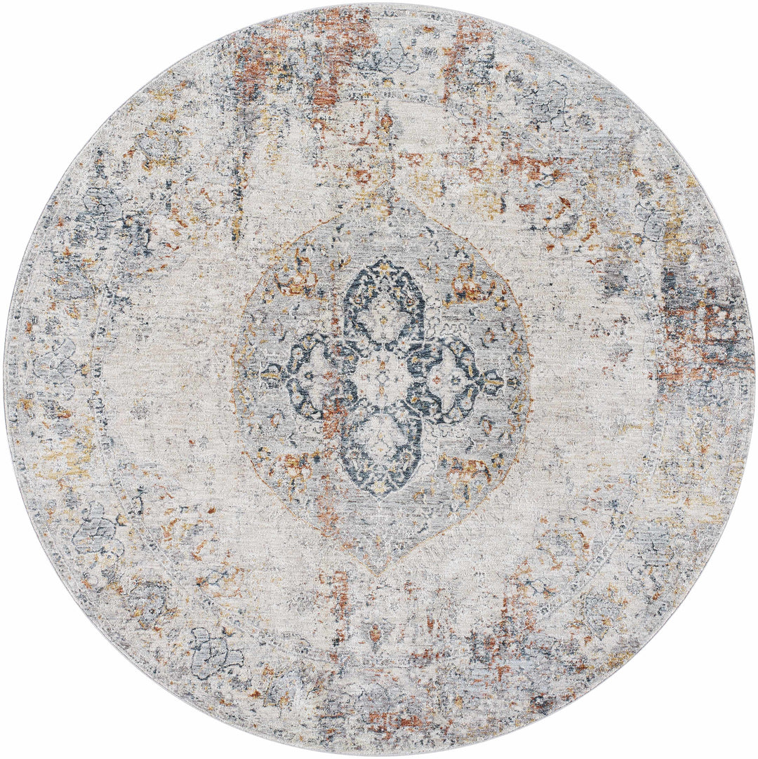 Isaac Ivory And Blue Traditional Style Area Rug