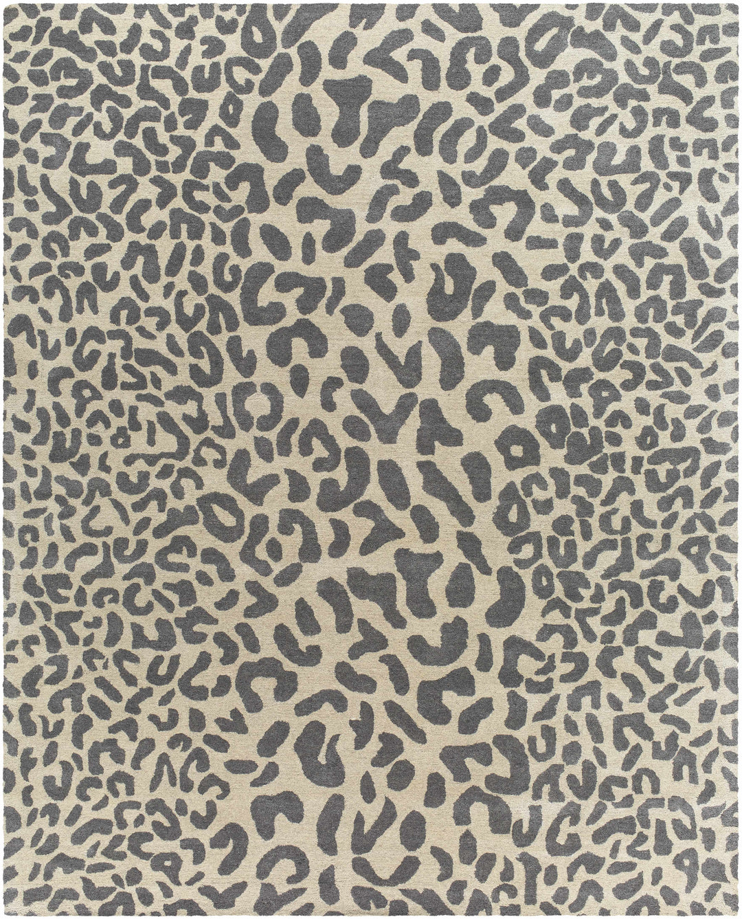 Iseul Leopard Print Gray And Beige Hand Tufted Wool Area Rug