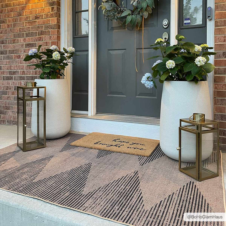 Ijlal Modern Geometric Design Brown Washable Area Rug